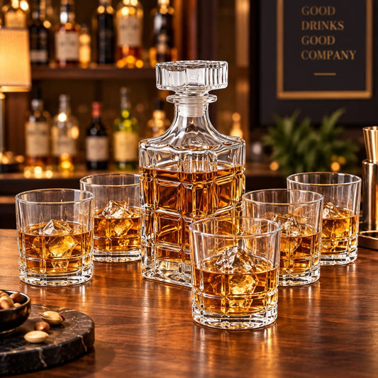 7-Piece Crystal Glass Decanter & Tumbler Set