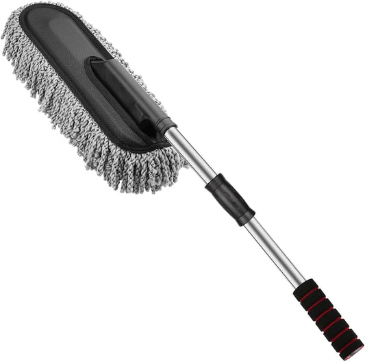 Multipurpose Microfiber Car Cleaning Brush with Long Handle – Soft Dusting & Washing Brush for Car Exterior, Windshield & Windows
