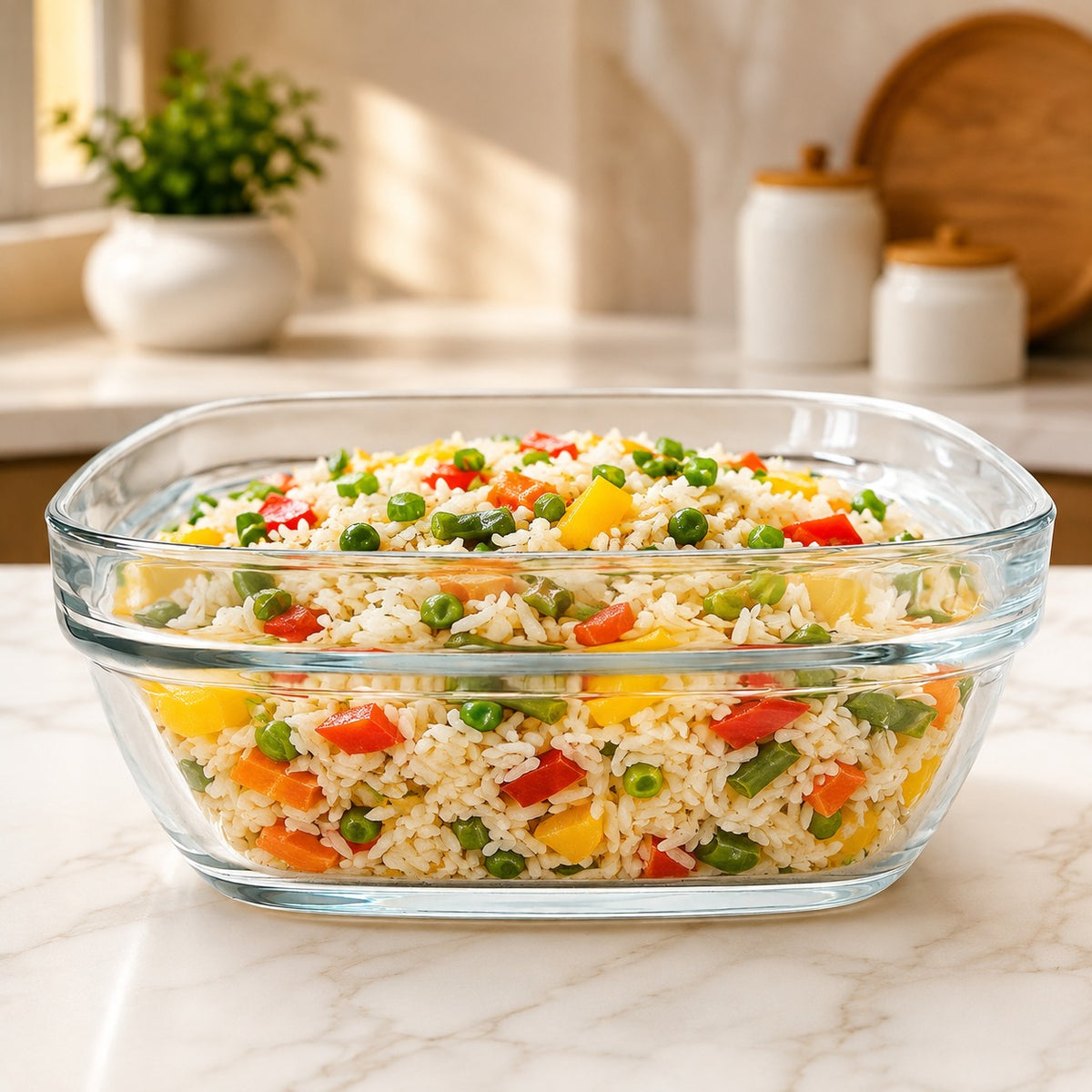 Premium 3 Pc Square Glass Bowl Set | Clear Serving & Mixing Bowls