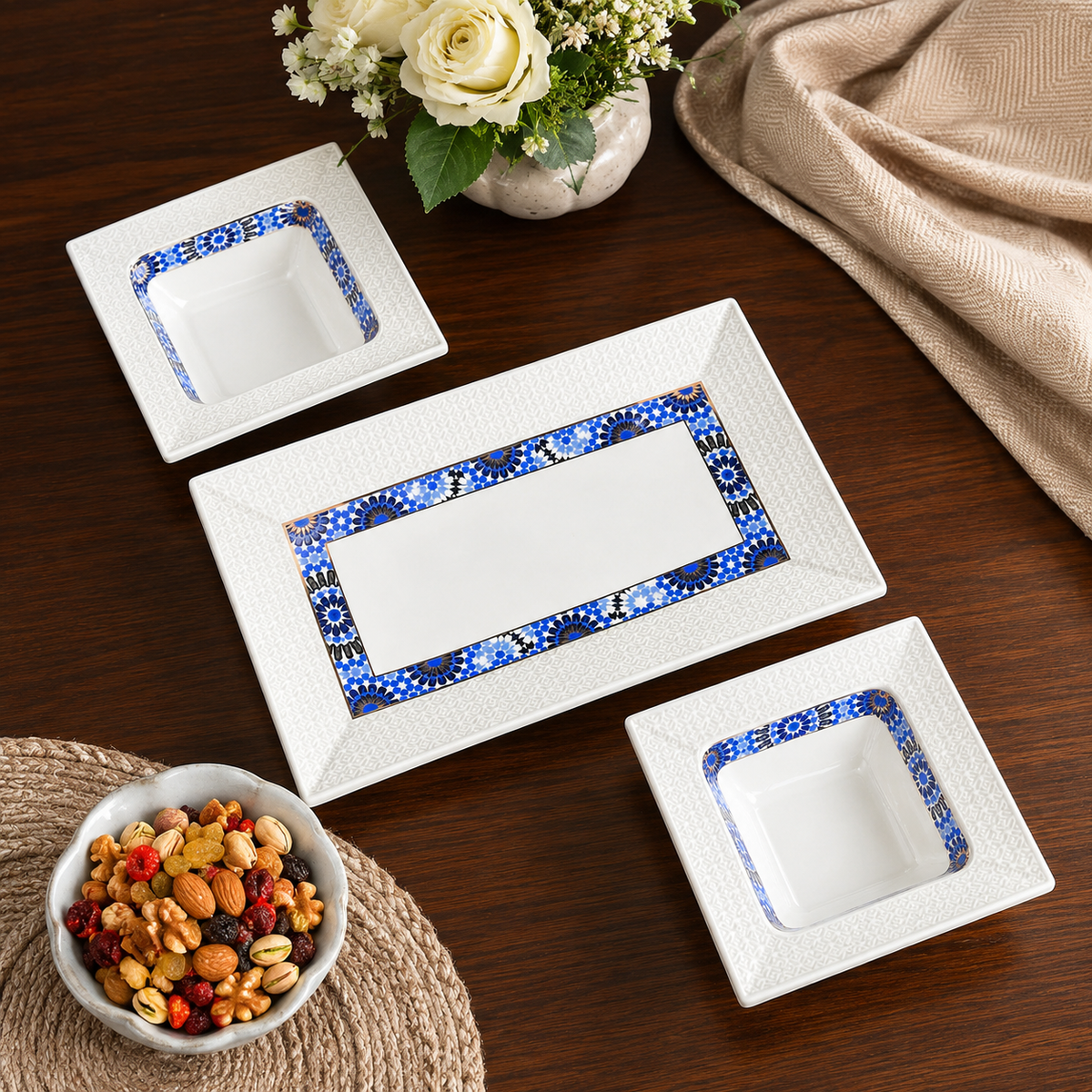 Bone china Victoria Serving Platter 3 pc set