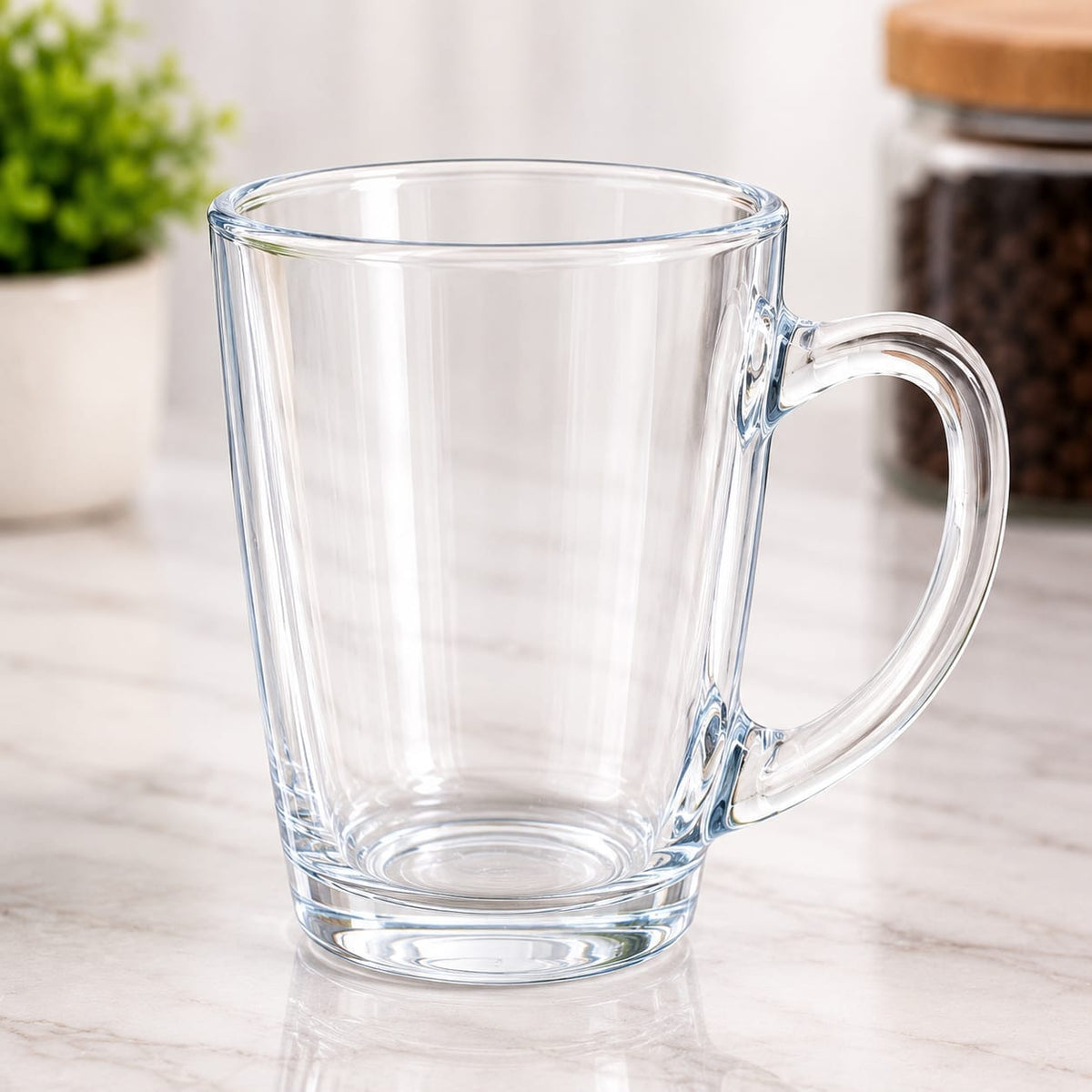 6-Piece Premium Clear Glass Coffee Cup Set with Handle