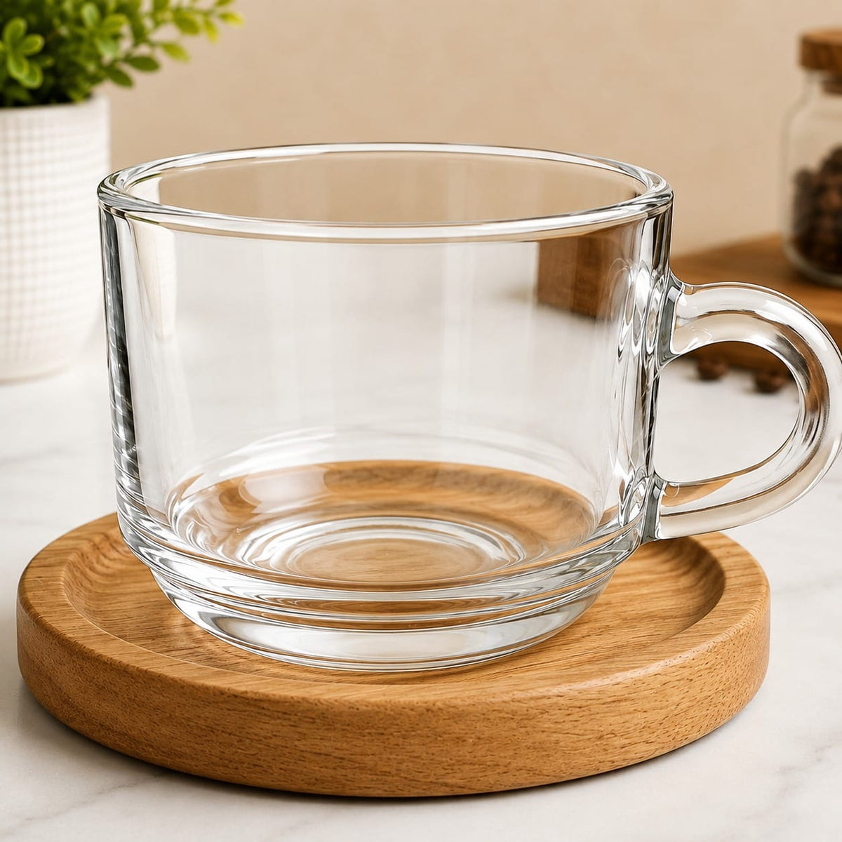 6-Piece Clear Glass Coffee cup Set with Handle