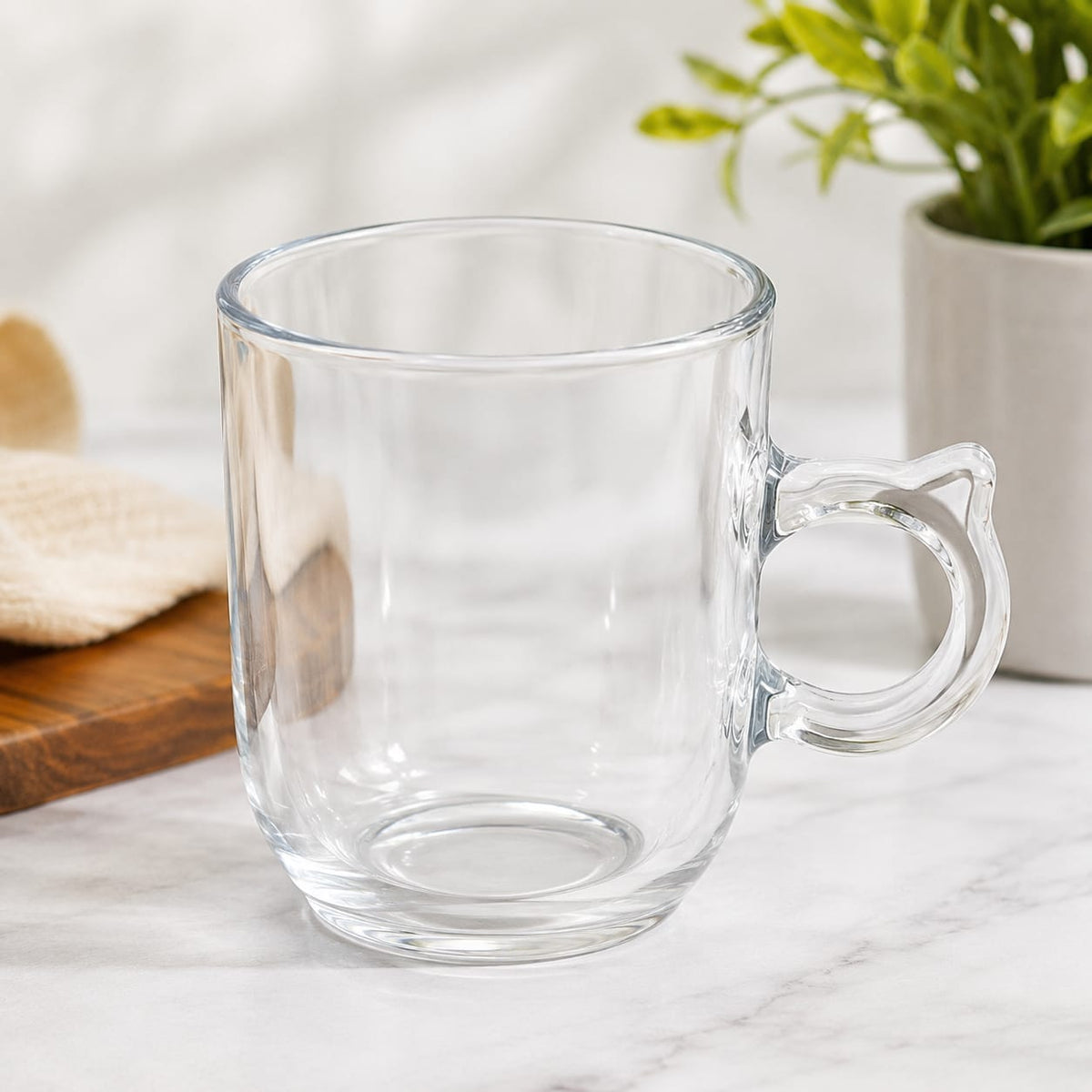 Clear Glass Coffee Cup Set with Handle 6-Piece