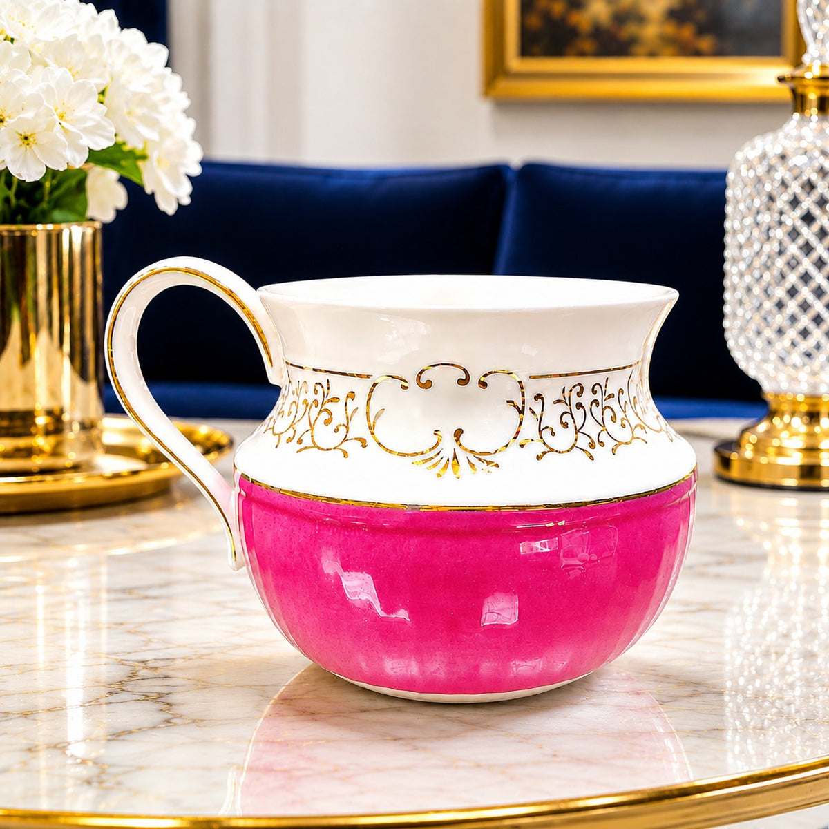 6-Piece Premium Designer Tea & Coffee Cups Set with Gold Detailing
