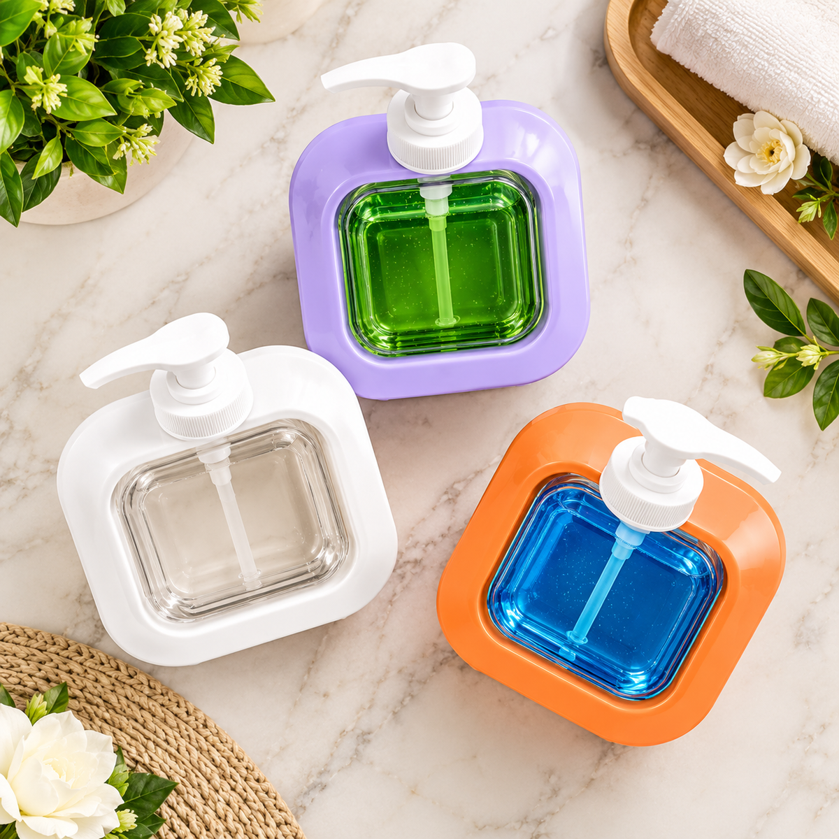 Premium Modern Square Liquid Soap & Hand Wash Dispenser with Pump – Refillable Bathroom & Kitchen Soap Bottle