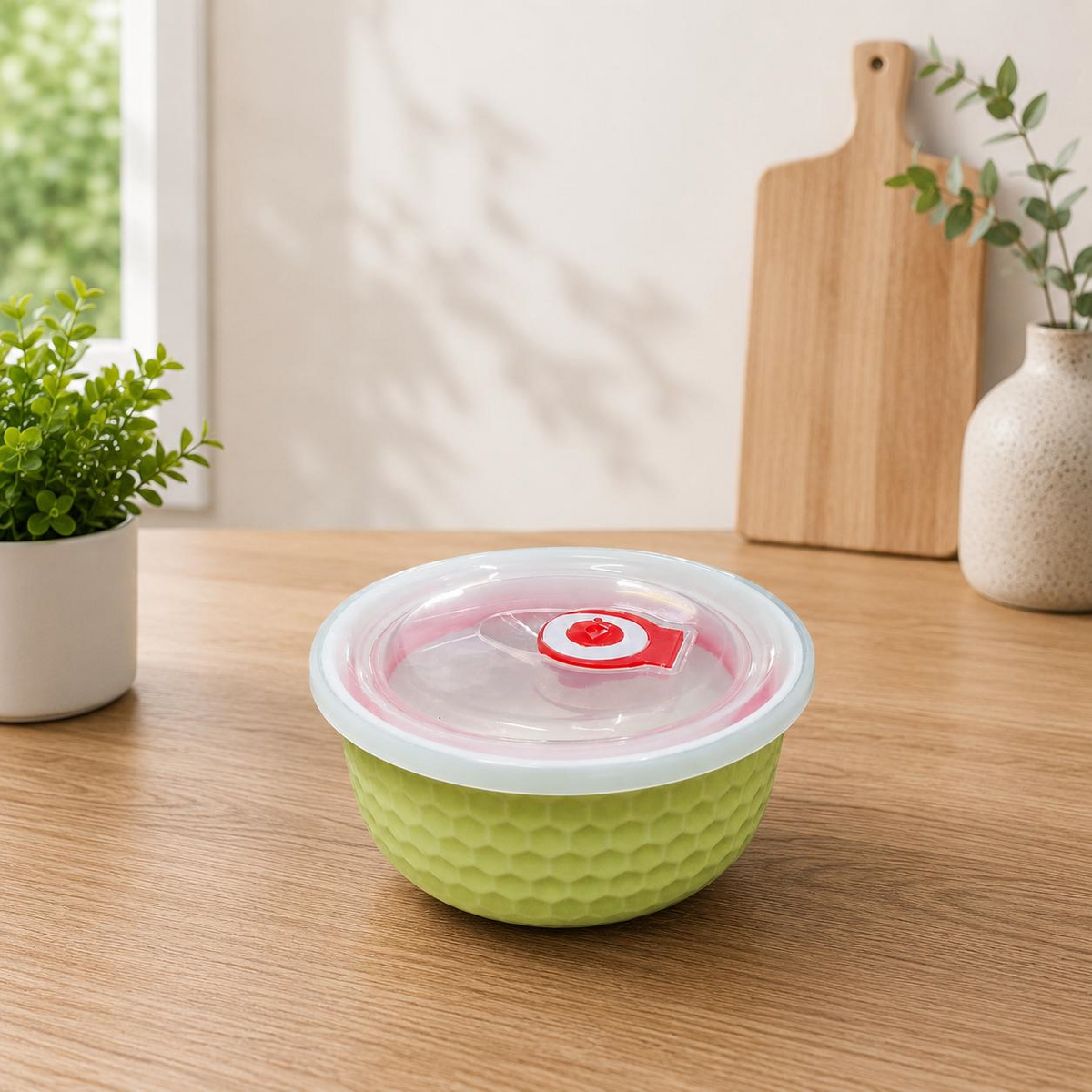 CP Premium Ceramic Food Storage Bowl Set with Vacuum Airtight Lids | Set of 2 (500ml Each) | Multipurpose Kitchen Storage Containers
