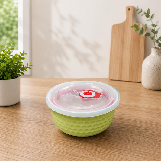 CP Premium Ceramic Food Storage Bowl Set with Vacuum Airtight Lids | Set of 2 (500ml Each) | Multipurpose Kitchen Storage Containers