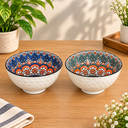 6 Piece Bohemian Printed Serving Bowl Set – Multicolor Assorted Designs