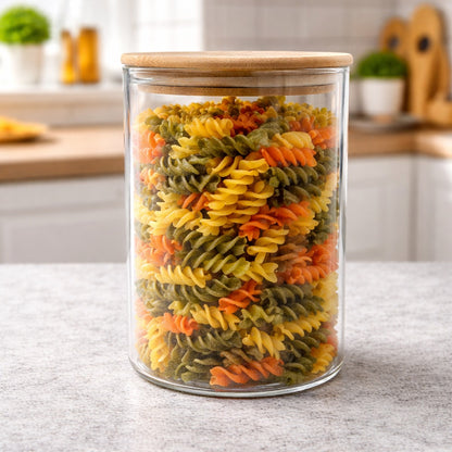 CP Glass Storage Container with Bamboo Lid – 1050 ML | Airtight Kitchen Storage Jar | Set of 1