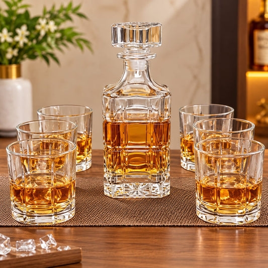 7-Piece Crystal Glass Decanter & Tumbler Set