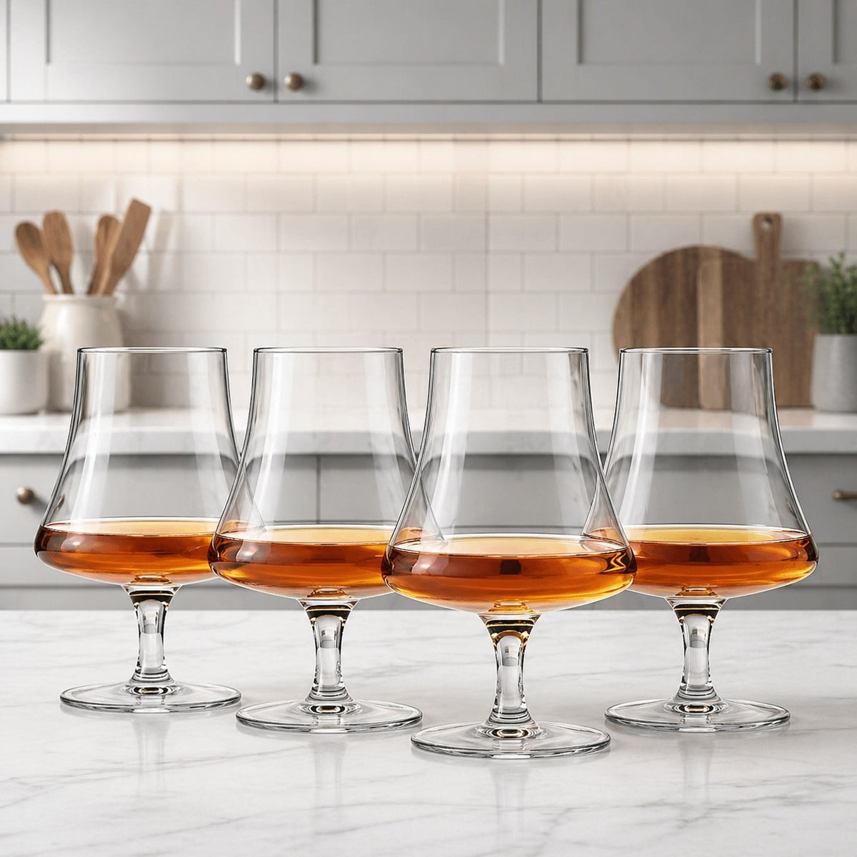 Crockery Premium  Stem Glass Set of 6 | 450 ML Crystal Clear Stemmed Glasses | Elegant Tasting Glasses for Whiskey, Brandy & Cognac