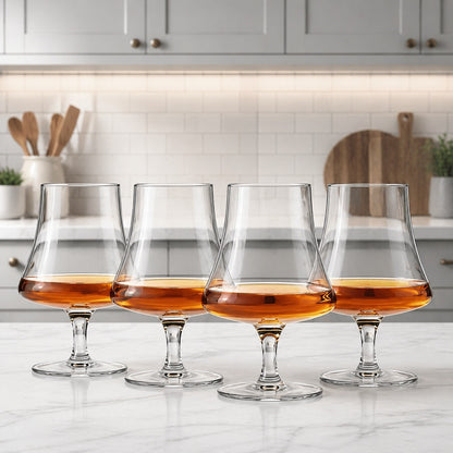 Crockery Premium  Stem Glass Set of 6 | 450 ML Crystal Clear Stemmed Glasses | Elegant Tasting Glasses for Whiskey, Brandy & Cognac