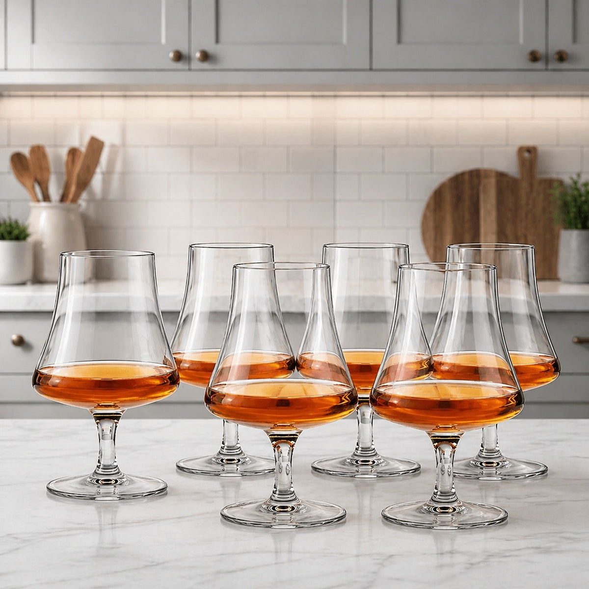 Crockery Premium  Stem Glass Set of 6 | 450 ML Crystal Clear Stemmed Glasses | Elegant Tasting Glasses for Whiskey, Brandy & Cognac