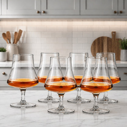 Crockery Premium  Stem Glass Set of 6 | 450 ML Crystal Clear Stemmed Glasses | Elegant Tasting Glasses for Whiskey, Brandy & Cognac