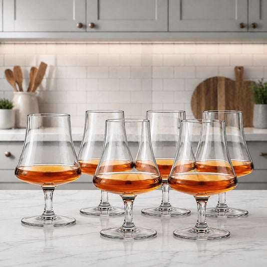 Crockery Premium  Stem Glass Set of 6 | 450 ML Crystal Clear Stemmed Glasses | Elegant Tasting Glasses for Whiskey, Brandy & Cognac