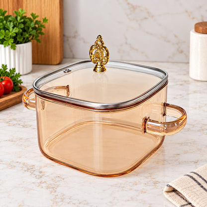 Premium Glass Casserole Serving Dish with Lid & Handles