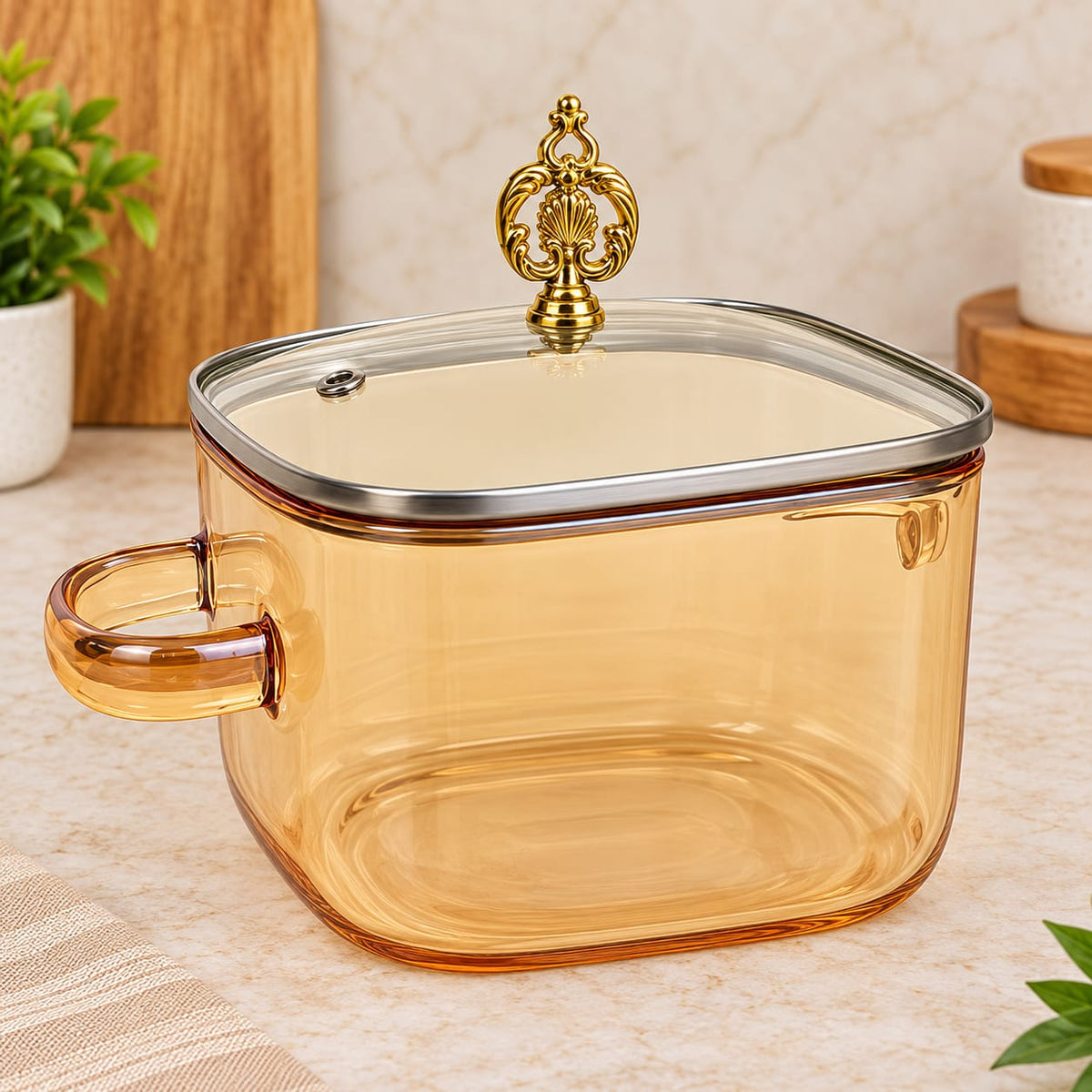 Premium Glass Casserole Serving Dish with Lid & Handles