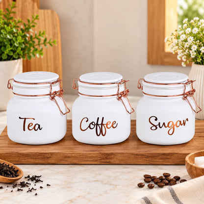 3-Piece White Tea, Coffee & Sugar Storage Jar Set