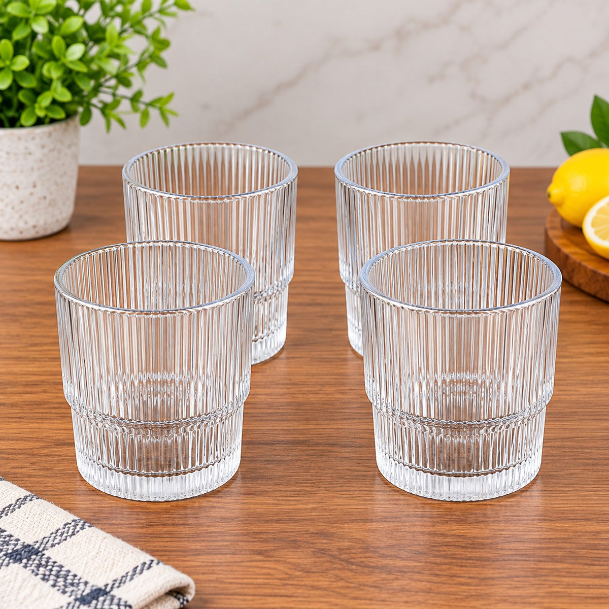 Ribbed Whiskey Glasses 330 ML – Set of 6