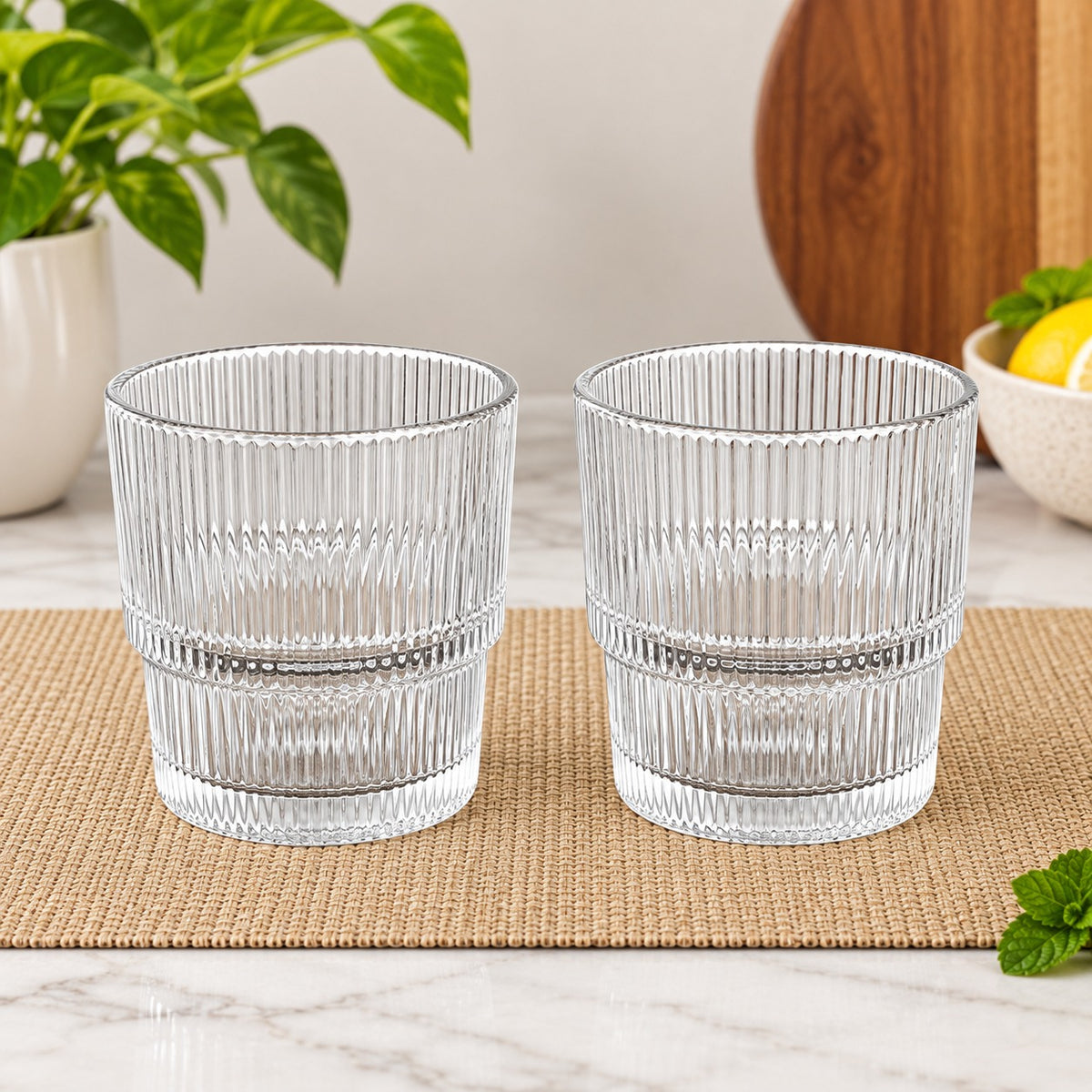 Ribbed Whiskey Glasses 330 ML – Set of 6