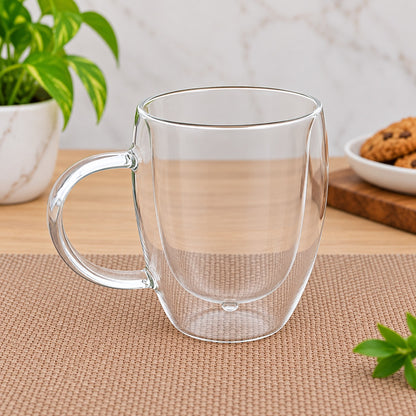 Double Wall Glass Coffee Mug – 350ML | 1 Pc Clear Tea & Coffee Cup