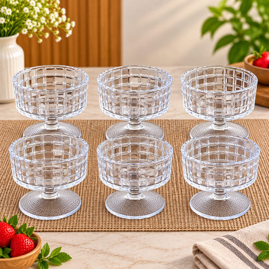 Elegant Textured Glass Dessert Bowls – Set of 6