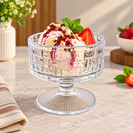 Elegant Textured Glass Dessert Bowls – Set of 6