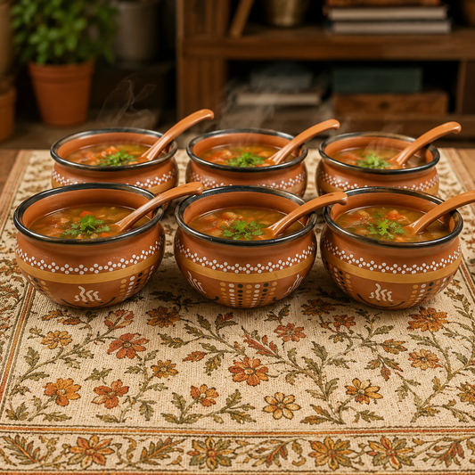 6-Piece Ceramic Serving Bowl Set with 6 Matching Spoons
