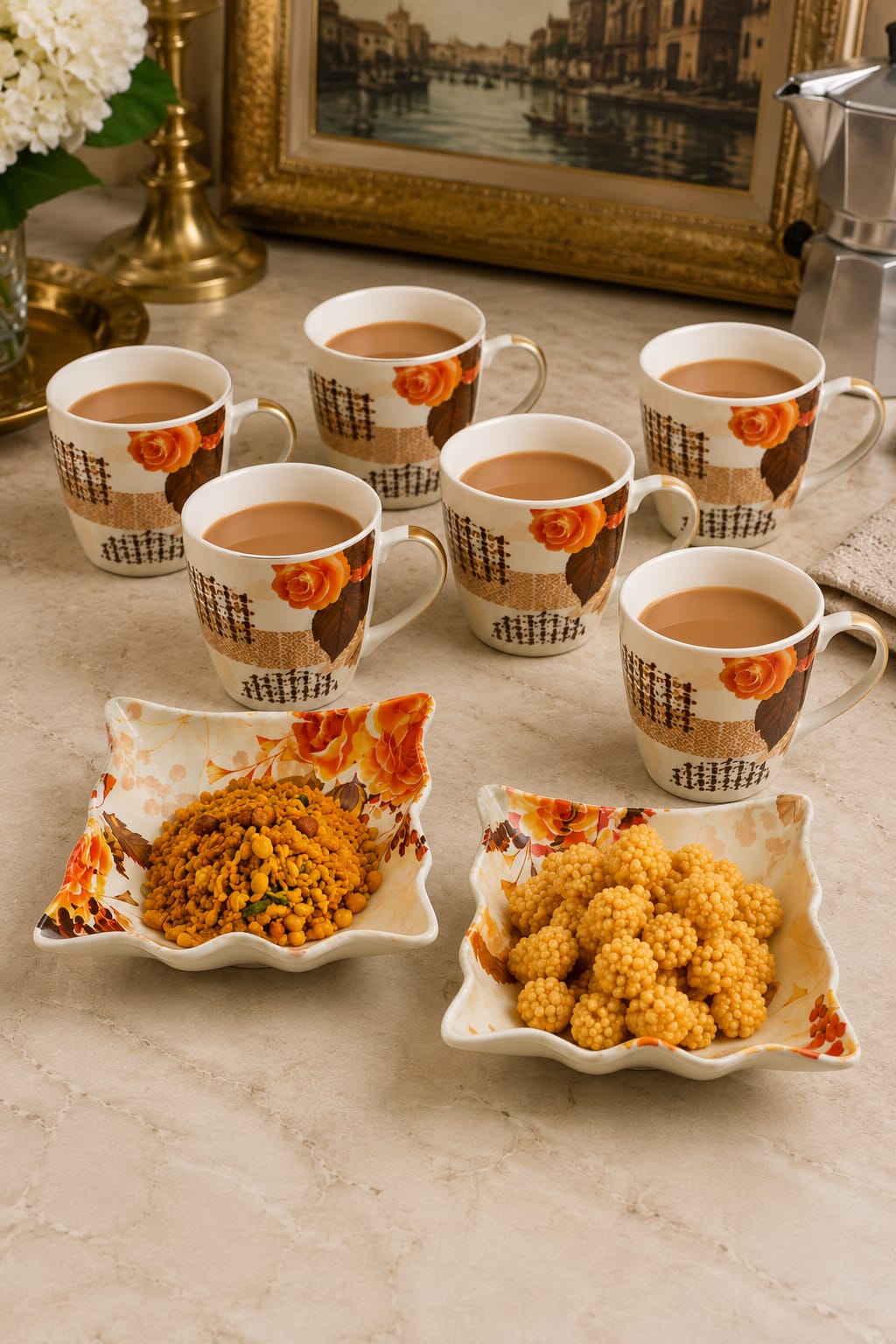 bone china snack serving set