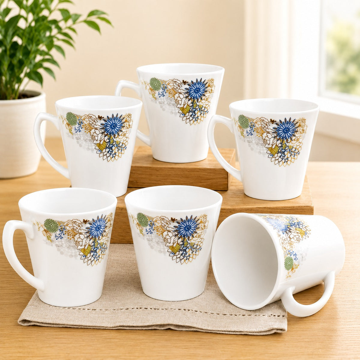 premium Bone China Snacks Set . set of 8 pc 6 pc cups and 2 plates