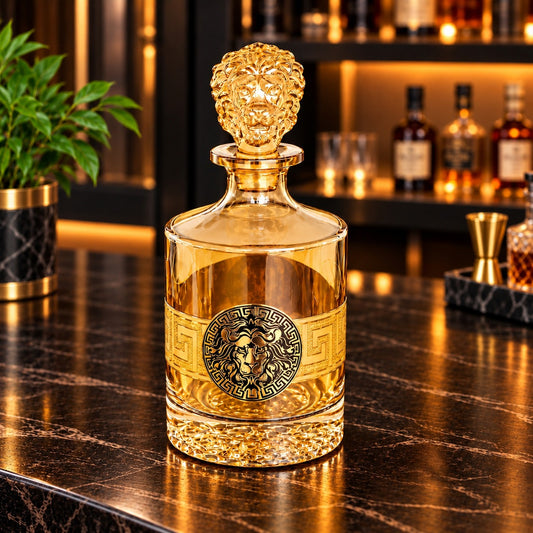 Luxury Lion Design Glass Decanter with 6-Piece Glass Set