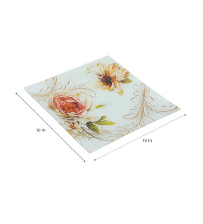 Decorative Tempered Glass Snack Plate, Scratch & Fall Resistant Nasta Plate Set of 7 (6 Small Serving Plates with 1 Large Platter)