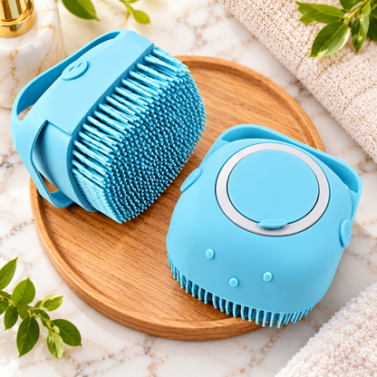 Premium Silicone Body Scrubber with Adjustable Hand Strap – 1 Pc | Soft Bristle Bath & Shower Massage Brush | Blue