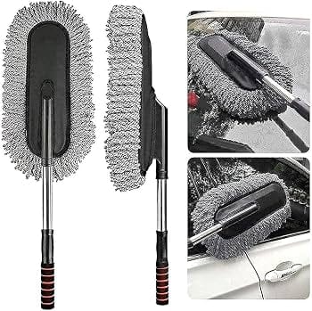Multipurpose Microfiber Car Cleaning Brush with Long Handle – Soft Dusting & Washing Brush for Car Exterior, Windshield & Windows