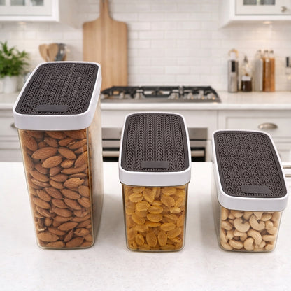 Multipurpose Food Storage Container Set | 3 Airtight Kitchen Containers for Dry Fruits, Snacks & Spices