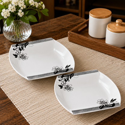 square shape  Bone China Platter 2 pc set