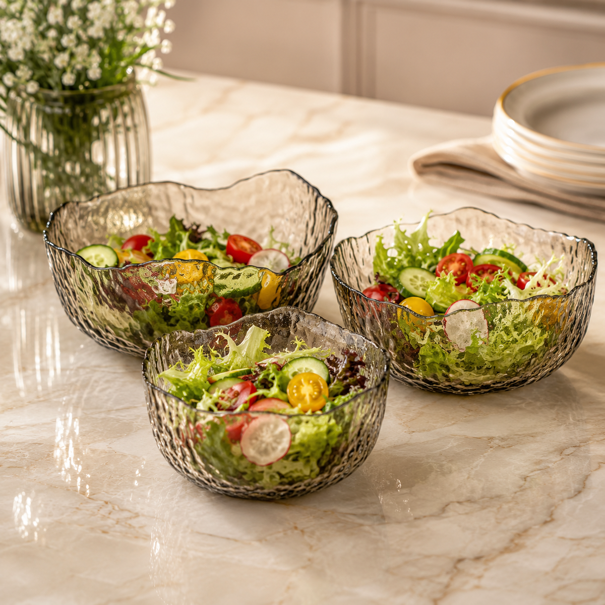 Textured Grey Bowl Set of 3