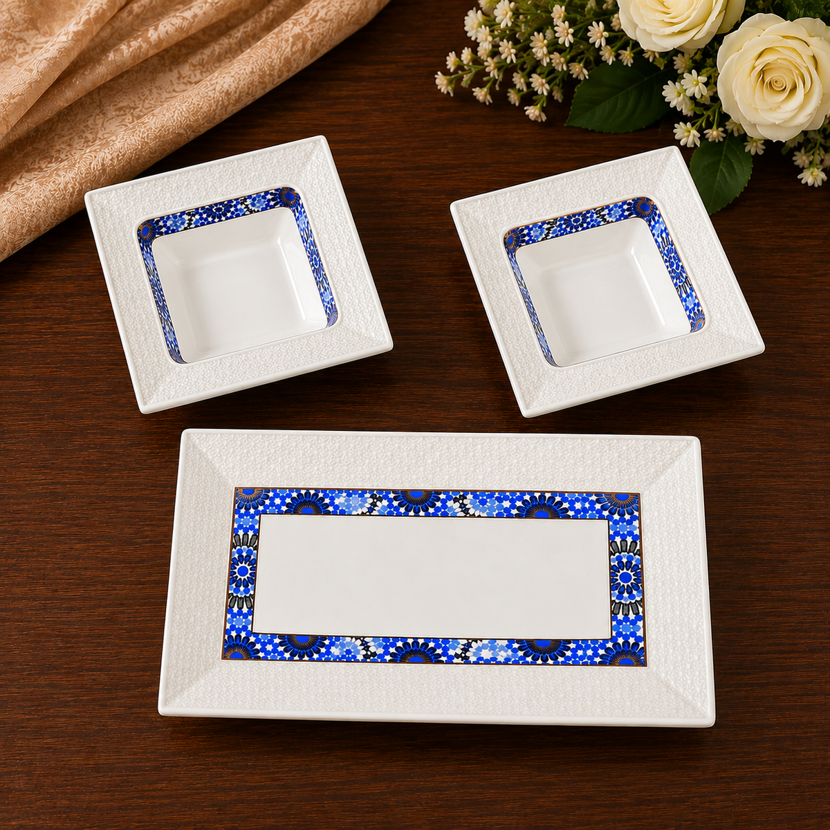 Bone china Victoria Serving Platter 3 pc set
