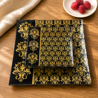 Tempered Glass 7 pc platter set, (6 Small Serving Plates with 1 Large Platter)
