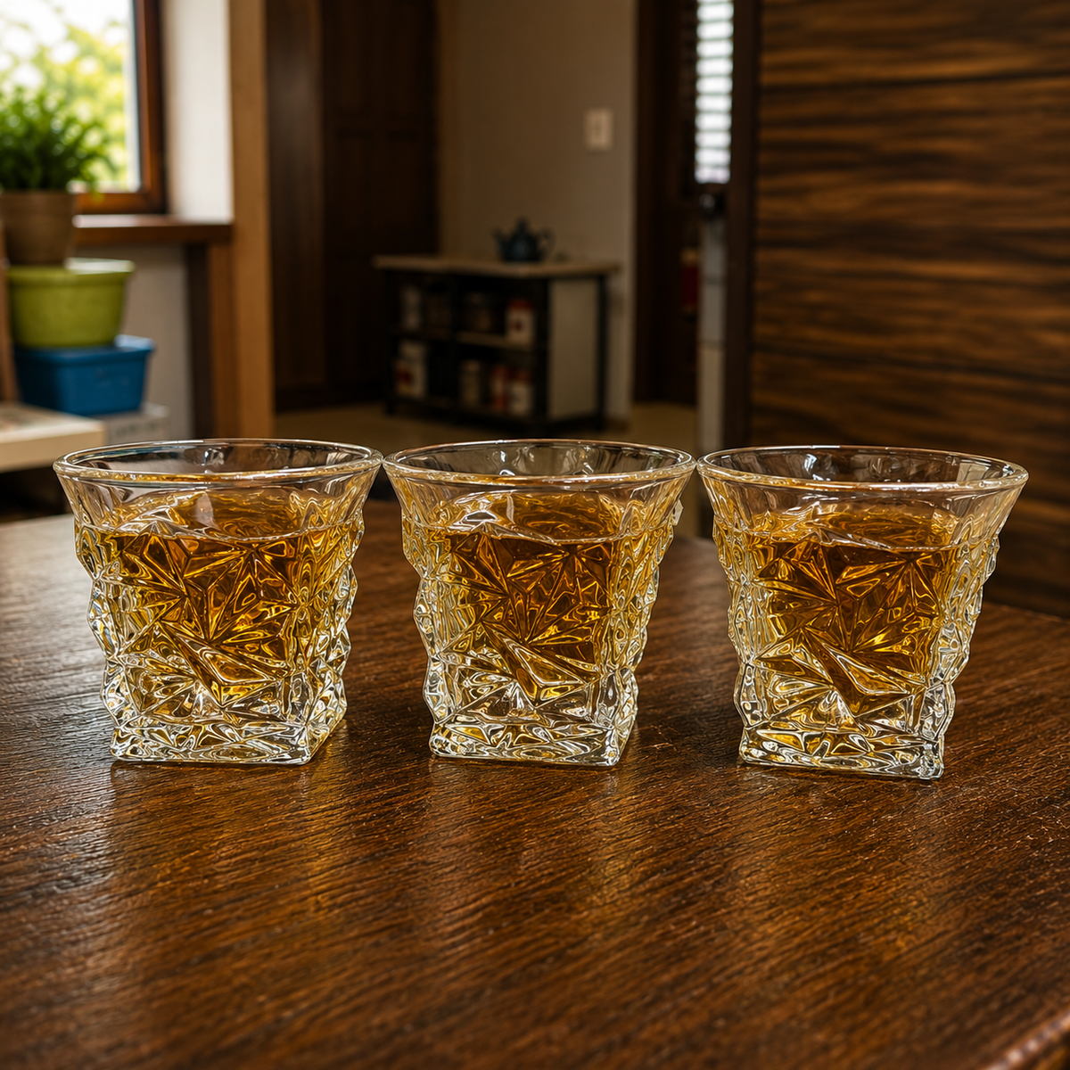 6-Piece Premium Cut-Design Glass Tumbler Set