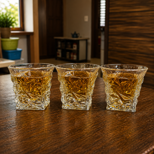 6-Piece Premium Cut-Design Glass Tumbler Set
