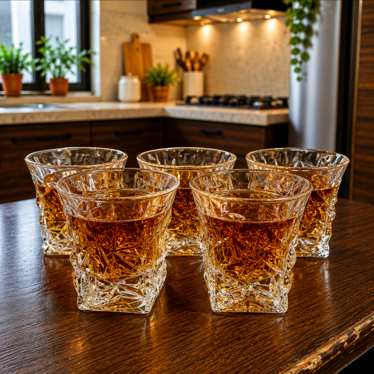 6-Piece Premium Cut-Design Glass Tumbler Set