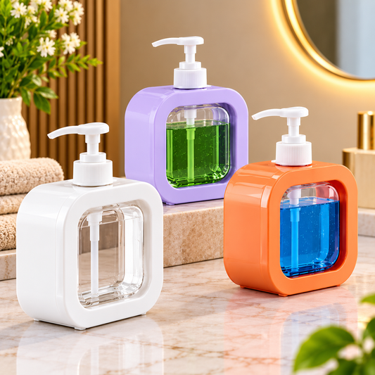 Premium Modern Square Liquid Soap & Hand Wash Dispenser with Pump – Refillable Bathroom & Kitchen Soap Bottle