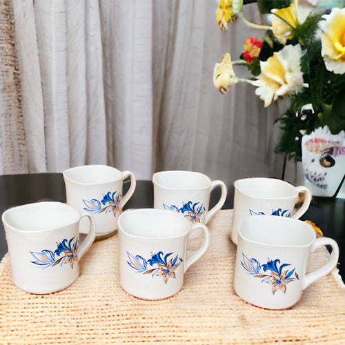 Elegant Floral Tea & Coffee Mug Set – 6 Pcs