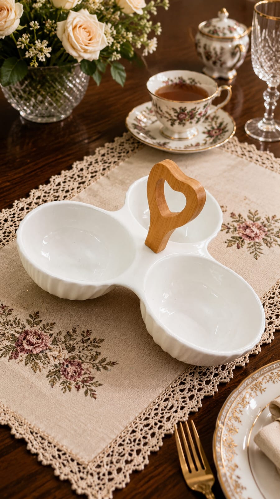 Wooden handle 3 partiton server