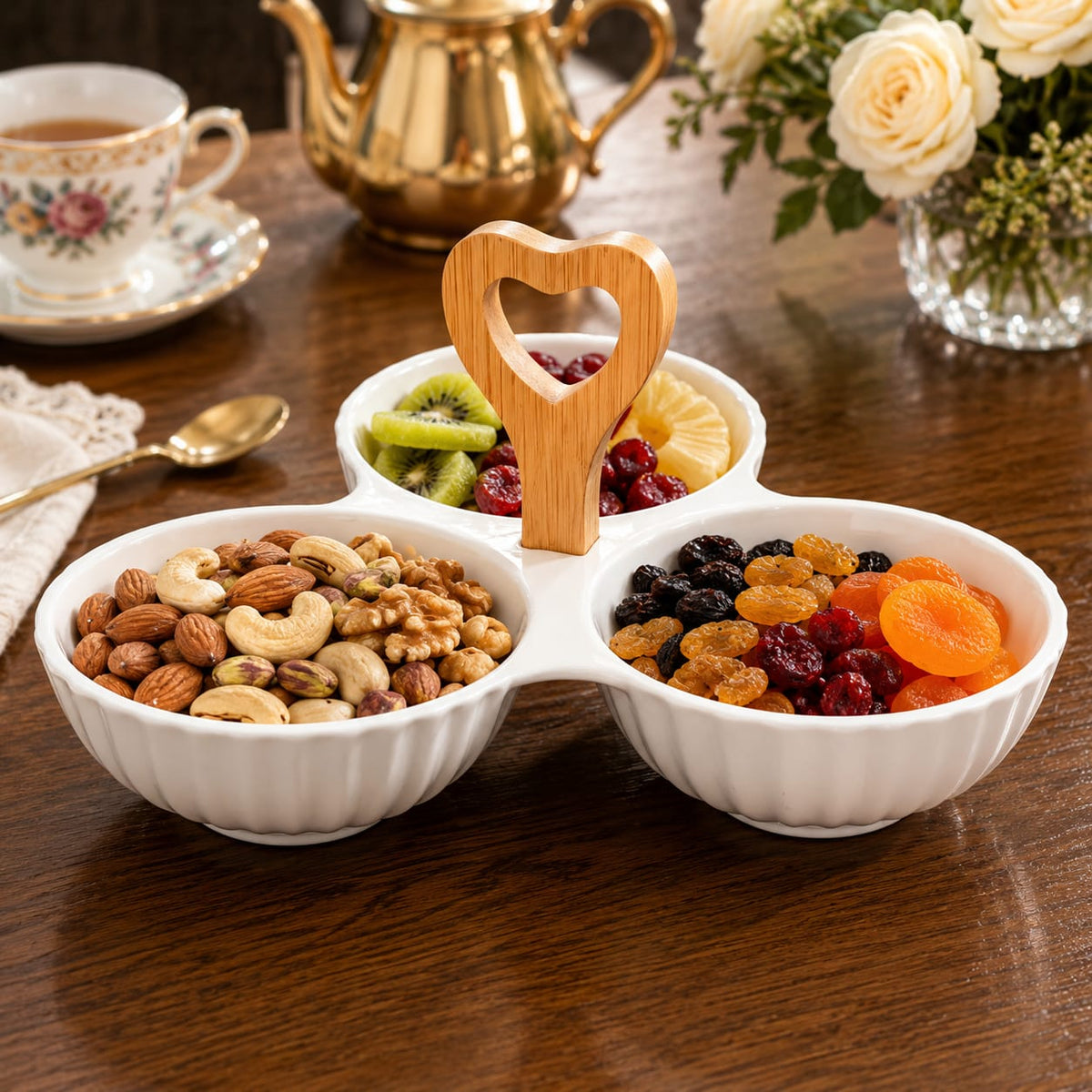 Wooden handle 3 partiton server
