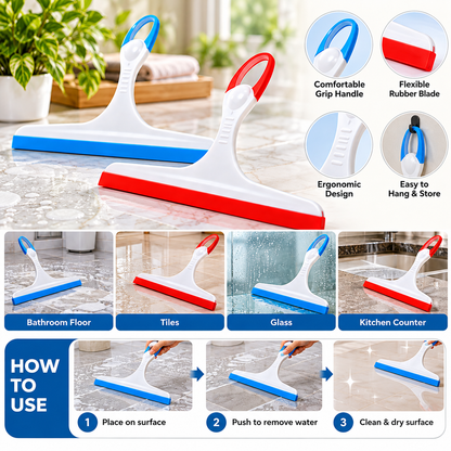 Multipurpose Mini Floor & Glass Cleaning Wiper with Flexible Rubber Blade – Handheld Water Squeegee for Bathroom, Kitchen, Tiles & Windows
