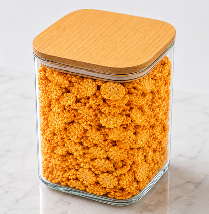 CP Square Glass Container 1050 ML with Lid | Airtight Kitchen Storage Jar for Dry Fruits, Cookies, Snacks, Tea, Coffee & Pantry Organization | Set of 1 Piece