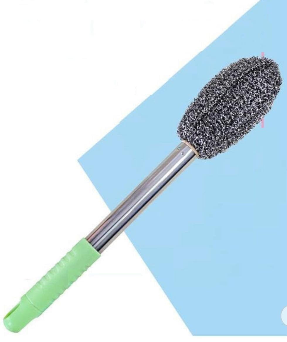Multipurpose Steel Wool Cleaning Brush with Long Stainless Steel Handle – Heavy-Duty Kitchen Scrubber for Pots, Pans, Kadai & Utensils