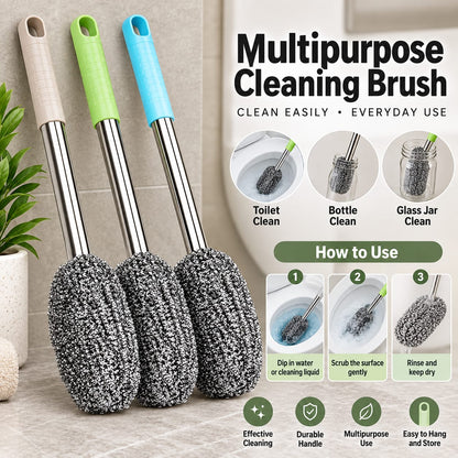 Multipurpose Steel Wool Cleaning Brush with Long Stainless Steel Handle – Heavy-Duty Kitchen Scrubber for Pots, Pans, Kadai & Utensils